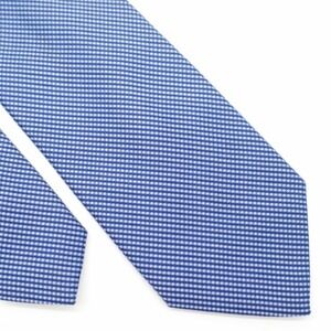 Calvin Klein Silk Tie Blue Skinny Woven Check Long Skinny